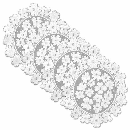 HERITAGE LACE 14 in. Dogwood Round Doily - White - Set of 4 DW-1400W-S